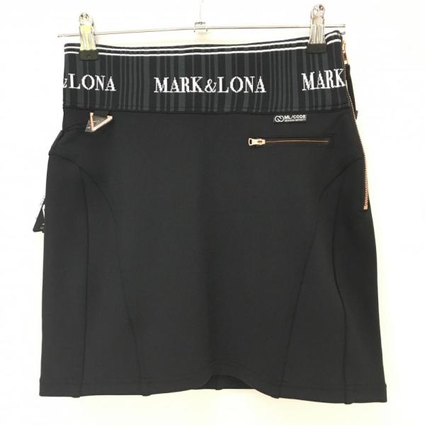 MARK&LONA マークアンドロナ スカート 黒×白 ウエストゴム ロゴ MARK&LONA マークアンドロナ スカート 黒×白 ウエストゴム ロゴ