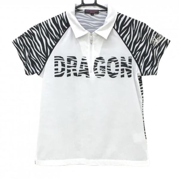 Dance With Dragon ダンスウィズドラゴン 半袖ポロシャツ 白×黒 Dance With Dragon ダンスウィズドラゴン 半袖ポロシャツ 白×黒