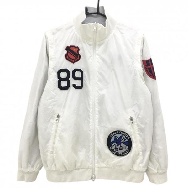 PEARLY GATES パーリーゲイツ フード付 中綿切替 ジップジャケット パーリーゲイツ 4WAY中綿リバーシブルジャケット 白 裏グレー ナイロン