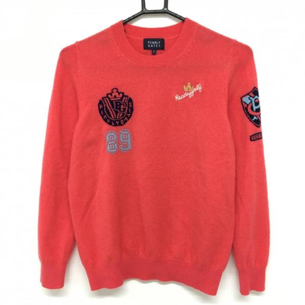 【極美品】パーリーゲイツ カシミヤセーター サーモンピンク PEARLY GATES パーリーゲイツ セーター サーモンピンク系×ネイビー