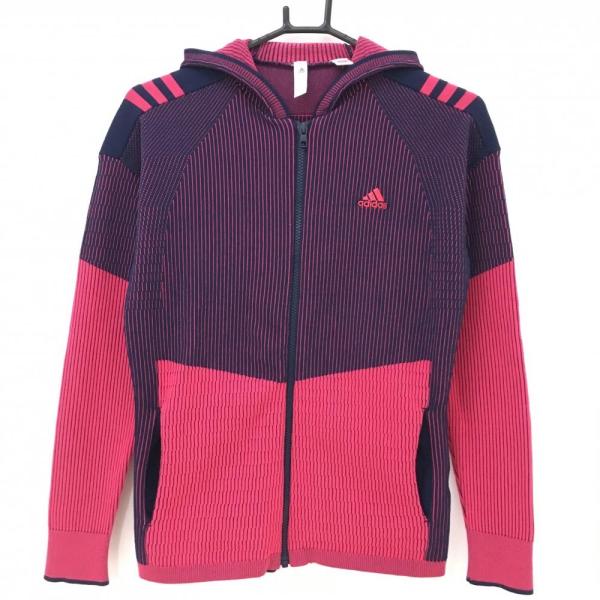 adidas アディダス ニットジップパーカー ネイビー×ピンク adidas アディダス ニットジップパーカー ネイビー×ピンク