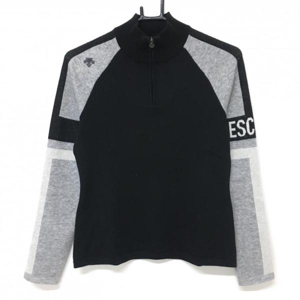 デサントゴルフ ウールハイネックセーター レディース【1】 DESCENTE（デサント） デサントゴルフ ハイネックセーター 黒×グレー
