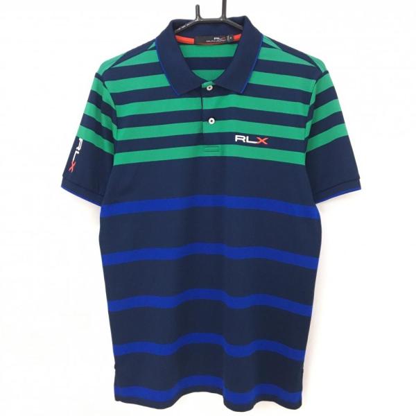 RLX（RalphLauren） - 【超美品】RLXラルフローレン 半袖ポロシャツ ネイビー×グリーン系 ボーダー 胸ロゴ メンズ M ゴルフウェア Ralph Lauren reonard_1-240001173313