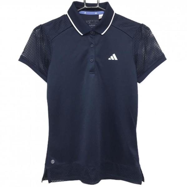 adidas（アディダス） 半袖ポロシャツ ネイビー×白 袖等メッシュ