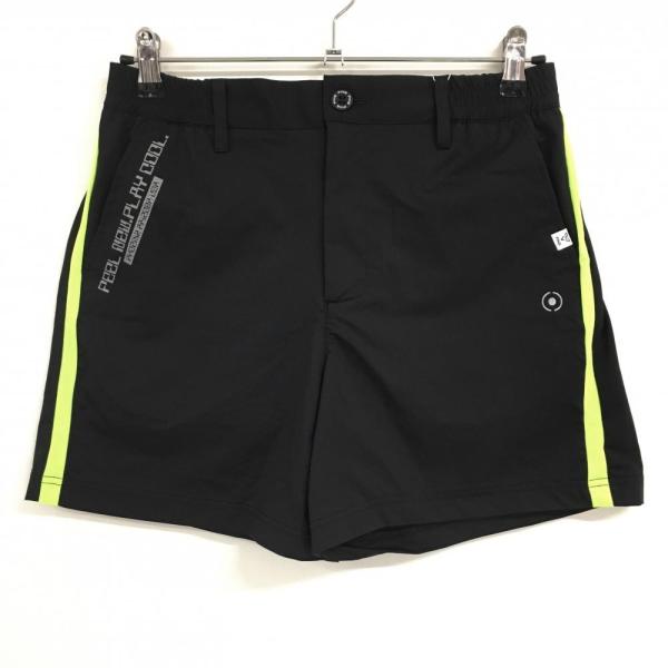 PING ピン ショートパンツ 黒×蛍光イエロー サイド切替 撥水