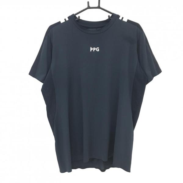 パーリーゲイツ 半袖Tシャツ ネイビー×白 肩メッシュ 肩擦れ メンズ 