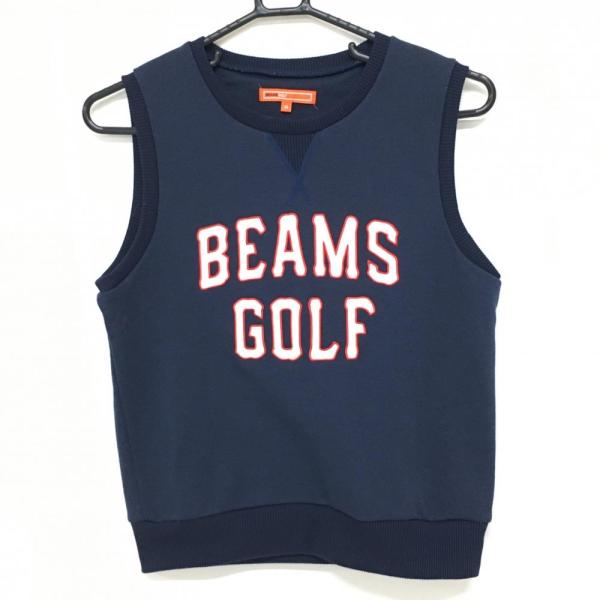 BEAMS（ビームス） ビームスゴルフ ベスト ネイビー×レッド ビッグロゴ