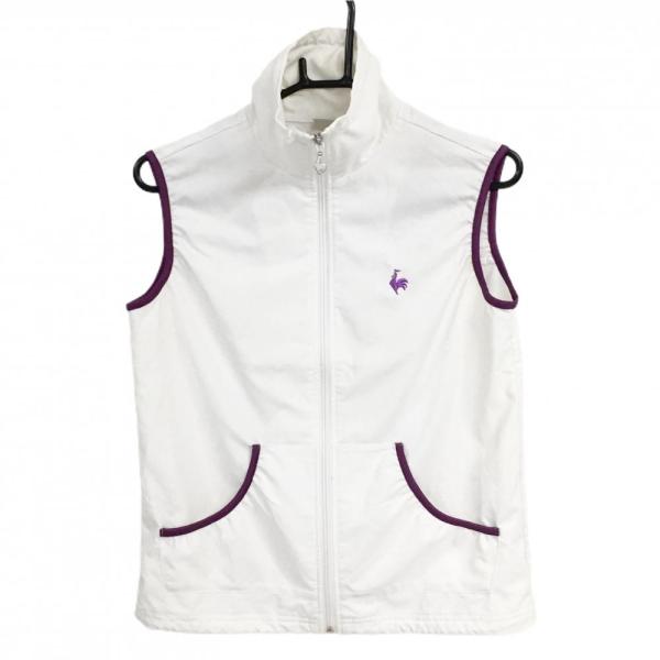 le coq sportif ルコック アウターベスト 白×パープル ネック le coq sportif ルコック アウターベスト 白×パープル ネック