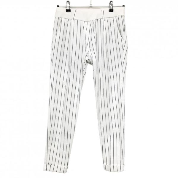 and per se（アンパスィ） パンツ 白×ネイビー ストライプ ストレッチ