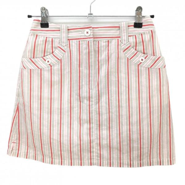 マンシングウェア スカート 白×ピンク ストライプ ストレッチ