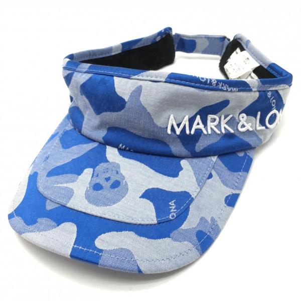 MARK&LONA マークアンドロナ サンバイザー ブルー×白 迷彩 カモフラ