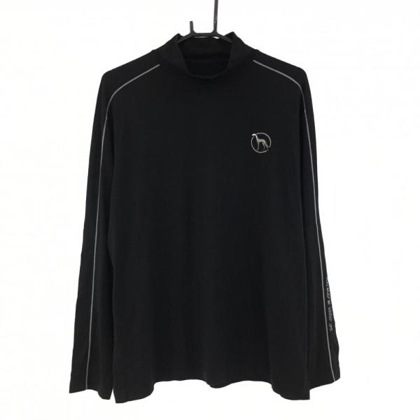 アダバット 長袖ハイネックシャツ 黒×グレー ロゴ刺しゅう