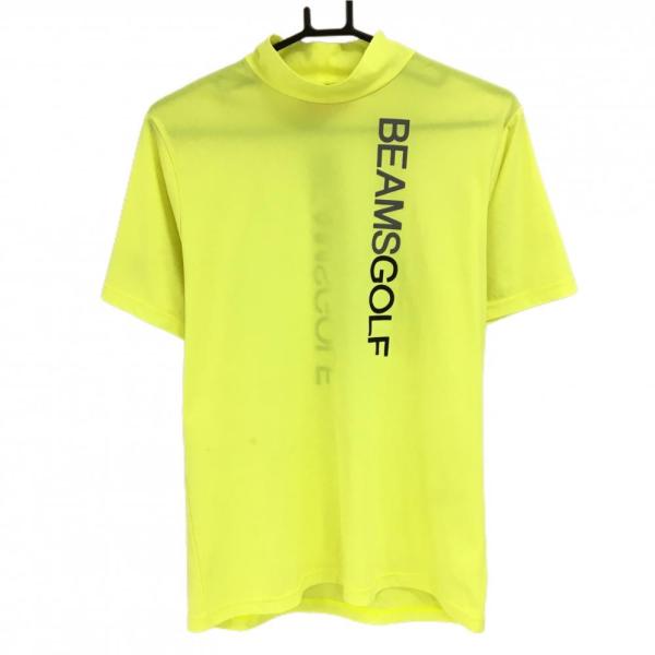 BEAMS GOLF ビームスゴルフ 半袖ハイネックシャツ 蛍光イエロー×グレー