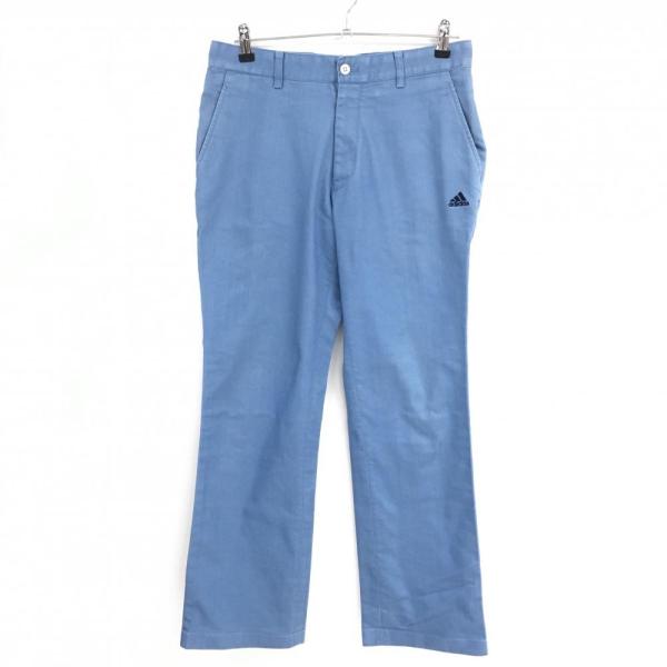 未使用　adidas ライトブルー スラックス S アディダス パンツ ライトブルー ロゴ刺しゅう メンズ 82 ゴルフ