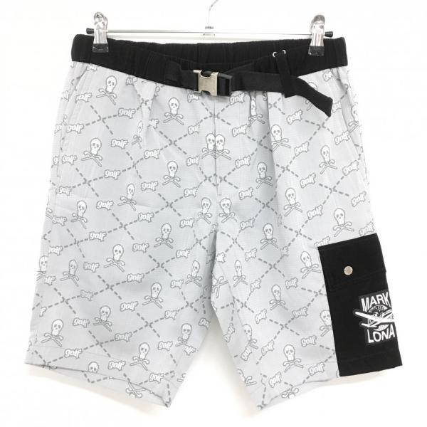 MARK&LONA マークアンドロナ　総柄　ハーフパンツ　ドクロ　46 メンズ MARK&LONA マークアンドロナ ハーフパンツ グレー×黒 スカル総柄