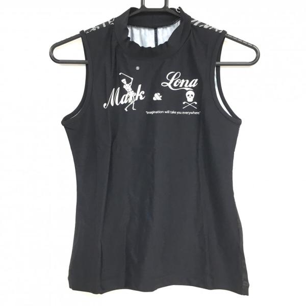 新品★MARK＆LONA ノースリーブハイネックシャツ 白×黒ロゴ 40 MARK&LONA（マークアンドロナ） ノースリーブハイネックシャツ 黒×白