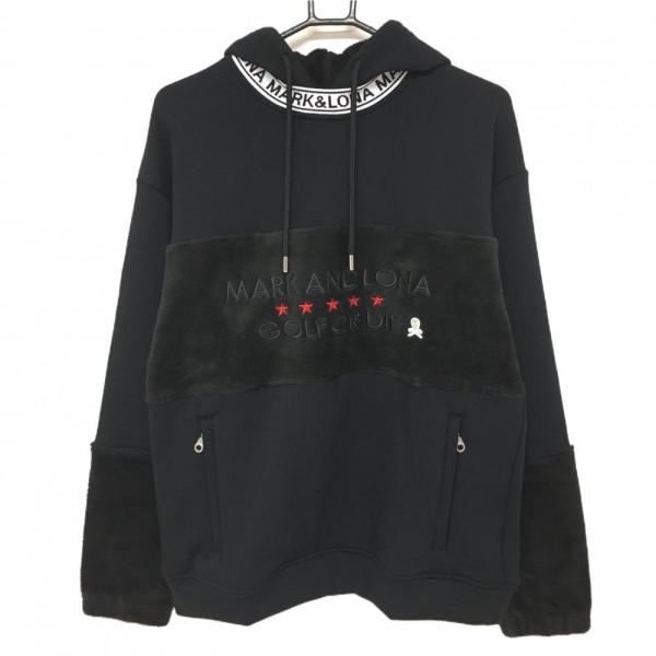 ⭐︎希少⭐︎新品未使用タグ付き⭐︎MARK&LONA パーカー　裏起毛　ボア　ゴルフ 新品】マークアンドロナ パーカー 黒 ボア切替 裏起毛 メンズ 48(L
