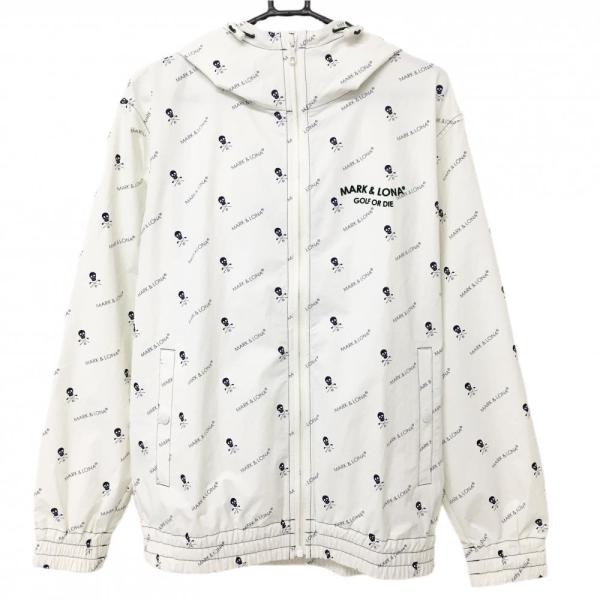 新品】マークアンドロナ ジップパーカー 白×ネイビー メンズ 48(L
