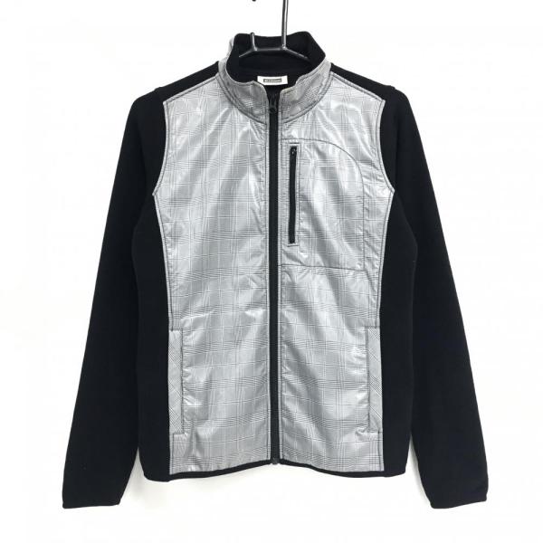 コルウィン 切替ジャケット 黒×白 前身頃チェック フリース レディース