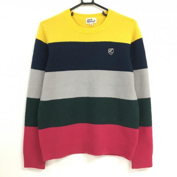 ジャックバニー セーター マルチ ボーダー ストレッチ レディース 2(L