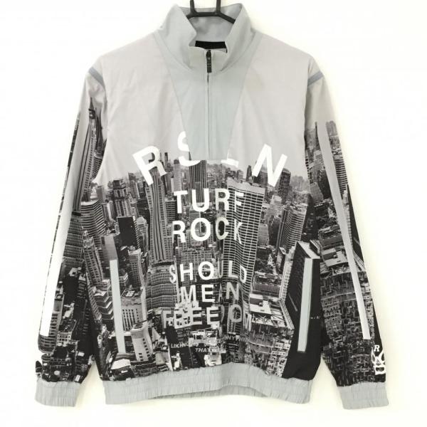 RUSSELUNO ラッセルノ　ハーフジップ　長袖ブルゾン ラッセルノ 2WAYブルゾン グレー×黒 ビル ハーフジップ 裏地発熱