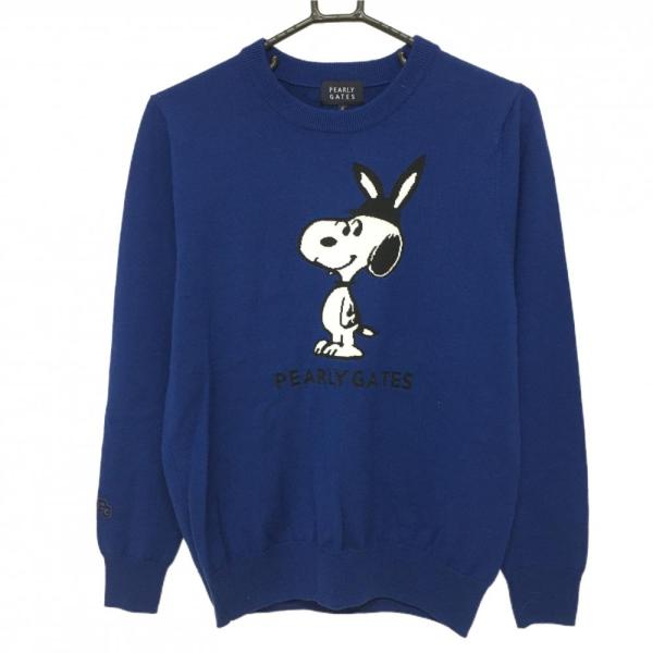 超美品】パーリーゲイツ×PEANUTS セーター ネイビー×白 超美品】パーリーゲイツ×PEANUTS セーター ネイビー×白