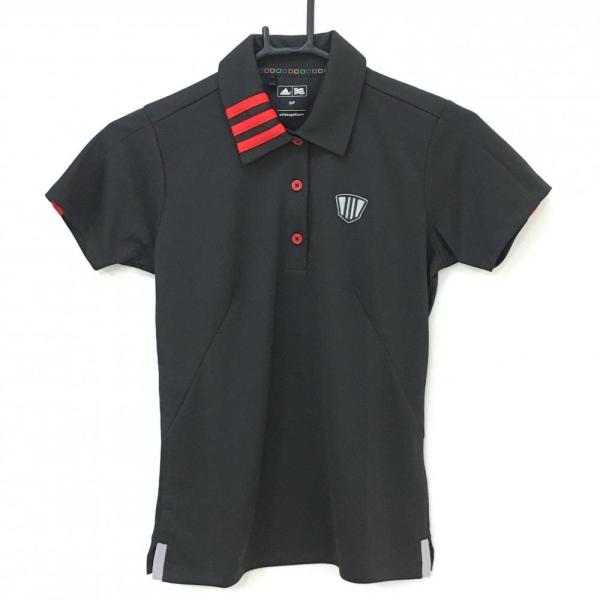 adidas 【超美品】アディダス 半袖ポロシャツ 黒×レッド 襟3