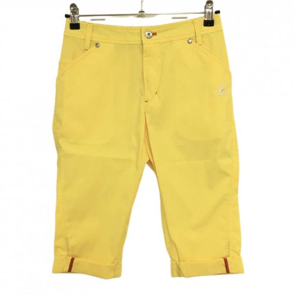 ルコック 半端丈パンツ イエロー ロゴ白 ストレッチ レディース 7 ゴルフウェア le coq sportif（超美品）／SALE価格