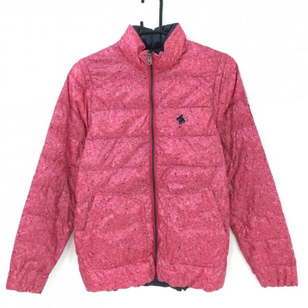 kissmark golf キスマーク ゴルフ 2WAY 中綿 ジャケット M 超美品】キスマークゴルフ 2WAYダウンジャケット ピンク×黒 総柄 袖