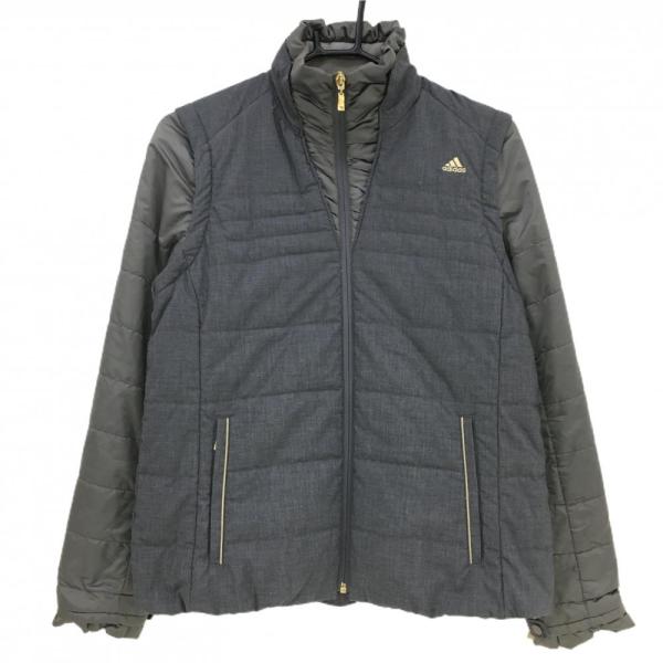 アディダス 2WAY中綿ジャケット グレー 切替 袖着脱可 蓄熱裏地