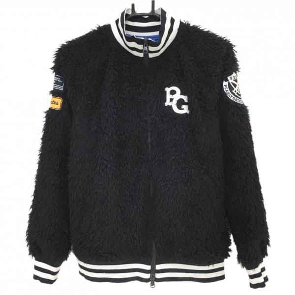 美品】パーリーゲイツ リバーシブルジャケット 黒×白 裏ブルー ファー