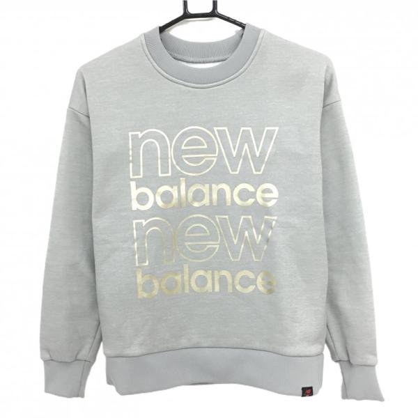 超美品】ニューバランス トレーナー グレー×ゴールド ロゴプリント 裏