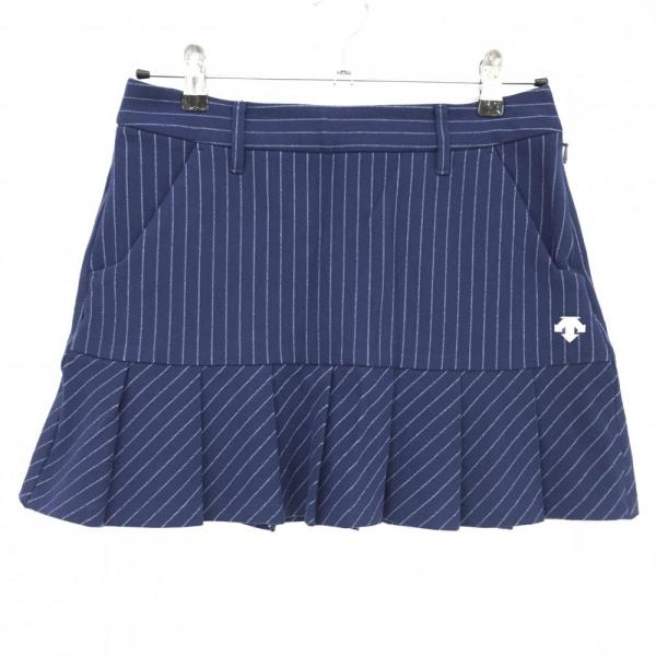 coco 中古 デサントゴルフ DESCENTE GOLF レディース スカート L 青 フレア 一体型インナーパンツ付き ストライプ coco 中古 デサントゴルフ DESCENTE GOLF レディース スカート L