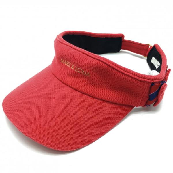 マークアンドロナ サンバイザー レッド リボン レディース S(54-58cm