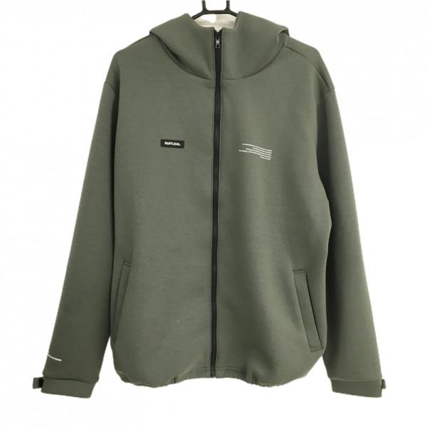 ラフロッグ　パーカー　Sサイズ RUFFLOG 【美品】ラフロッグ ジップパーカー カーキ×白