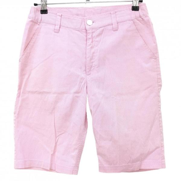 フィラゴルフ ハーフパンツ ピンク×白 細ストライプ ストレッチ レディース M ゴルフウェア FILA GOLF