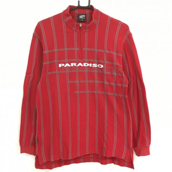 PARADISO パラディーゾ 長袖ハイネックシャツ レッド×グレー 格子柄