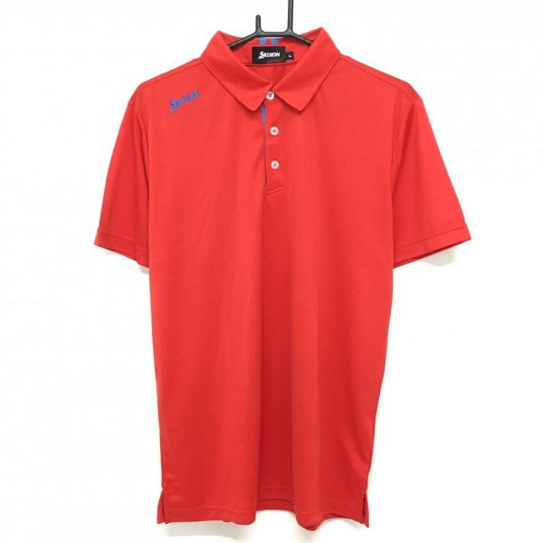 新品未使用　スリクソン　ポロシャツ　L SRIXON 【超美品】スリクソン 半袖ポロシャツ レッド ロゴライトブルー