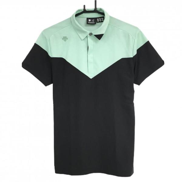 DESCENTE ゴルフ ポロシャツ 黒　M DESCENTE GOLF デサントゴルフ 半袖ポロシャツ 黒×ライト