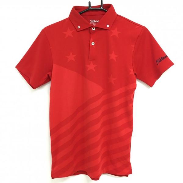 Titleist（タイトリスト） 半袖ポロシャツ レッド 星地模様 ボタン