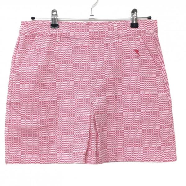 【超美品】シェルボ スカート ピンク×白 織生地 内側インナーパンツ レディース S ゴルフウェア CHERVO