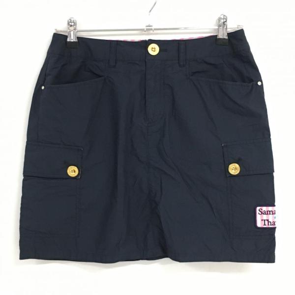 【超美品】サマンサタバサNo.7 カーゴスカート ネイビー×ピンク 綿100％ レディース 38(M) ゴルフウェア Samantha Thavasa