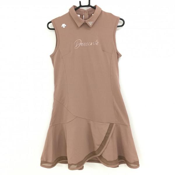 【最終値下】Descente ノースリーブゴルフワンピース ピンクベージュ 最終値下】Descente ノースリーブゴルフワンピース ピンク
