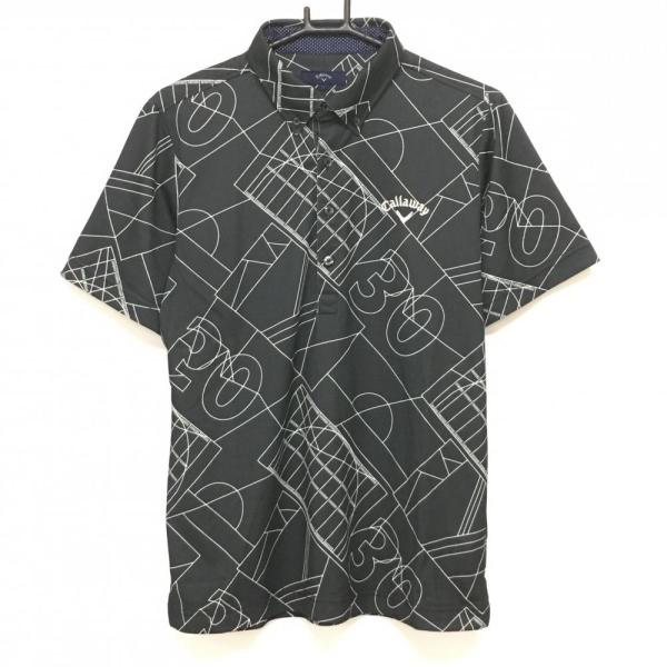 Callaway 【超美品】キャロウェイ 半袖ポロシャツ 黒×白 総柄 Callaway 【超美品】キャロウェイ 半袖ポロシャツ 黒×白 総柄