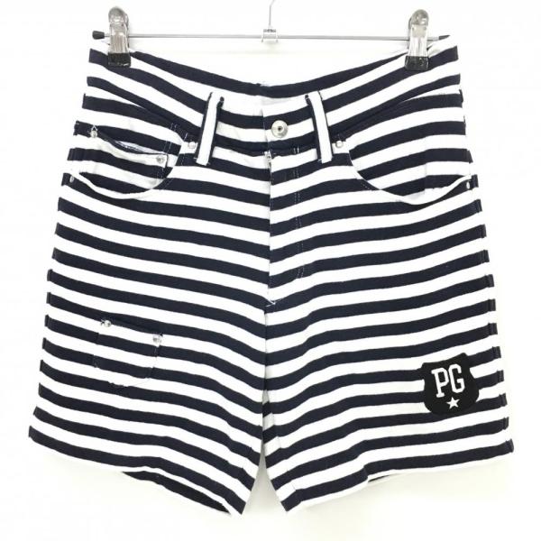 【新品】パーリーゲイツ ハーフパンツ ストレッチ ボーダー 型押しロゴ 4 新品】パーリーゲイツ ハーフパンツ ストレッチ ボーダー 型押しロゴ 4