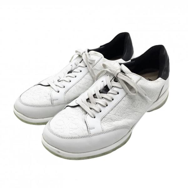 MARK&LONA（マークアンドロナ） ゴルフシューズ 白×黒 英字柄 HELVESKO