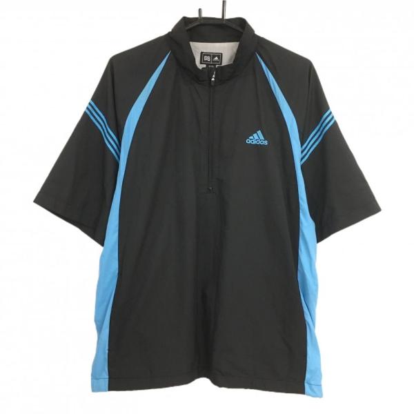 adidas（アディダス） 半袖ジャケット 黒×ブルー 蓄熱裏地 メンズ O/XG