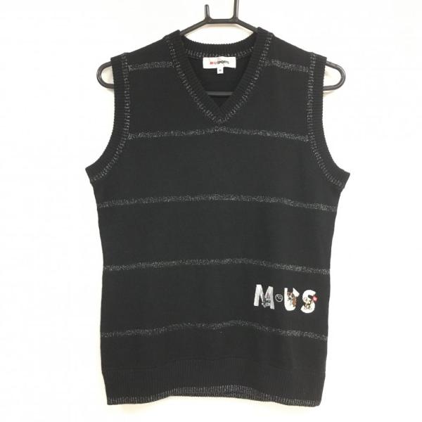 M・U SPORTS 【超美品】MUスポーツ ニットベスト 黒 ラメ糸 ロゴ