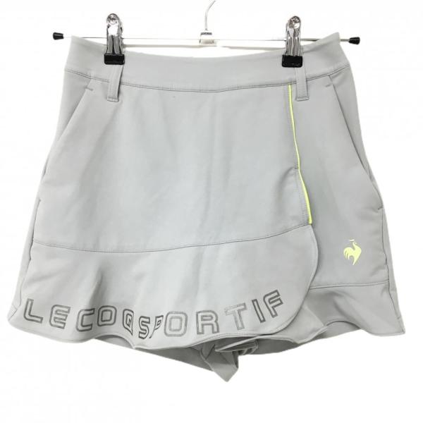 ルコックゴルフ キュロットスカート グレー×イエロー 立体ロゴ レディース 7 ゴルフウェア le coq sportif