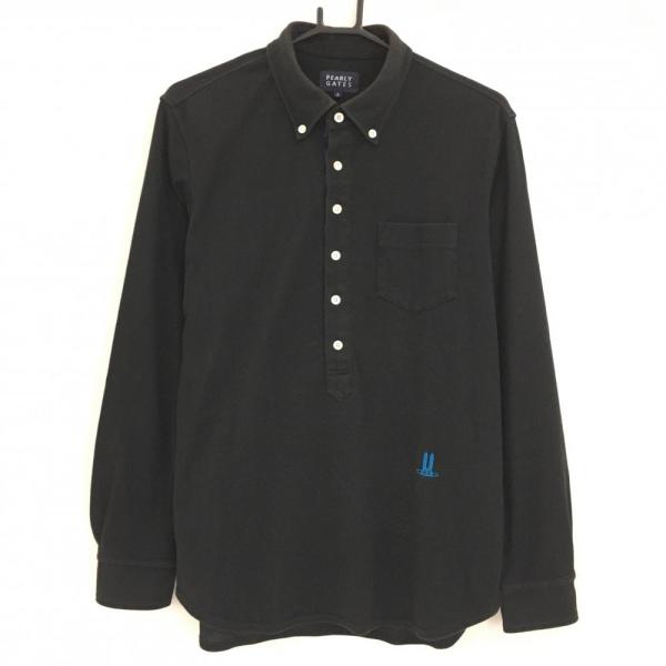 PEARLY GATES（パーリーゲイツ） 長袖ポロシャツ 黒 ボタンダウン ロゴ